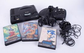 Sega Mega Drive console with one controller, three games and Arcade Power Stick.