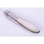A Victorian silver and mother of pearl pocket 'fish' knife.