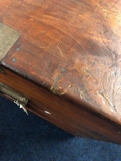 A 19th Century camphor wood campaign chest with brass mounts, corners and recessed Military handles, - Image 3 of 11