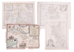 Nine various antiquarian maps including 18th century maps by Robert Morden comprising Middlesex,