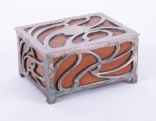A Jugendstil WMF silver plated rectangular Box, with stylised whiplash decoration, stamped WMF EP,