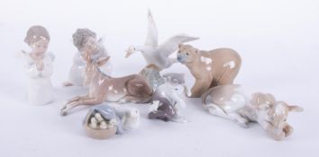 Lladro, an assortment of animals and ornaments (8), the tallest 15cm.