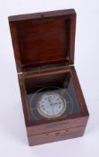 An Elgin Marine Chronometer / Gimbal Ships Deck Watch, in a mahogany case, dial approx. 7cm, the