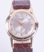 Longines, a 14k yellow gold gent's Longines Wittnauer wristwatch, mid-size 36mm, with a brown