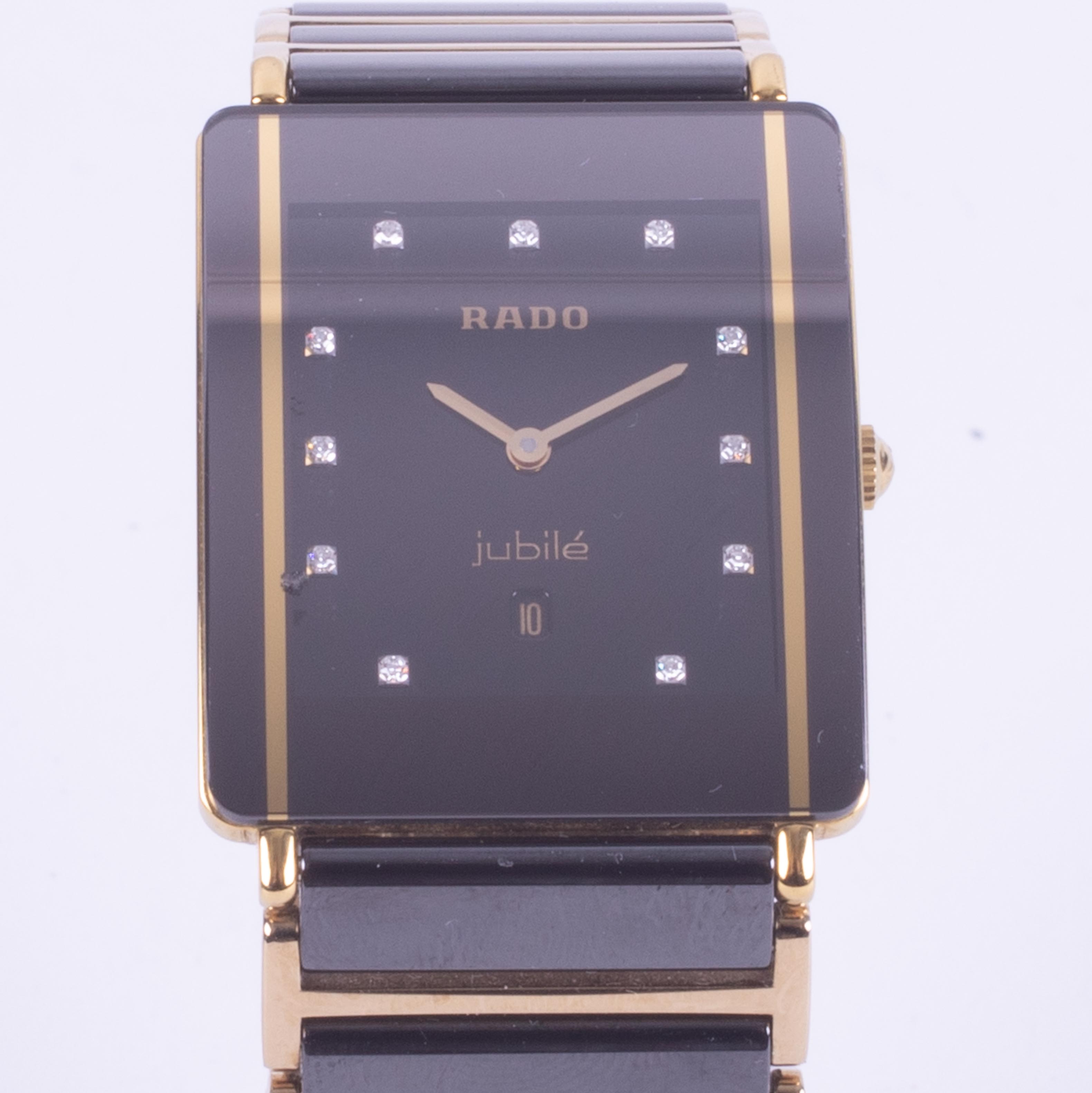 Rado, a ceramic & gold tone Rado Diastar Jubilee wristwatch with date and diamond set dial,