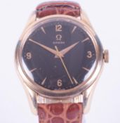 Omega, a gents vintage Omega wristwatch with a black dial, manual wind and currently working, with a