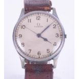 Omega, a gents Military Airforce A6434 Omega wristwatch, cream dial, black enamel arabic numeral