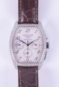 Longines, a Longines Evidenza automatic chronometer watch set with 3.12 carats of round cut