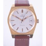 Omega, a 1974 gent's manual wind Omega Geneva with a gold plated case, silver dial with date, has