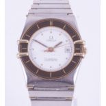Omega, a ladies stainless steel & gold Omega Constellation chronometer quartz wristwatch, white