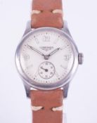 Longines, a gents steel & chrome case mid size Longines wristwatch, circa 1940, 1/4 arabic/baton