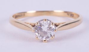 An 18ct yellow gold single stone ring set with approx. 0.50 carats of round brilliant cut diamond,