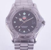 Tag Heuer, a stainless steel gents Tag Heuer professional 200 meters wristwatch, date, black dial,