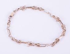 A 9ct yellow gold round & oval link bracelet, length 9.5", 9.00gm.