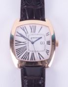 Chopard, an 18ct yellow gold & black leather strap Chopard date vision automatic watch, 560103, 738,