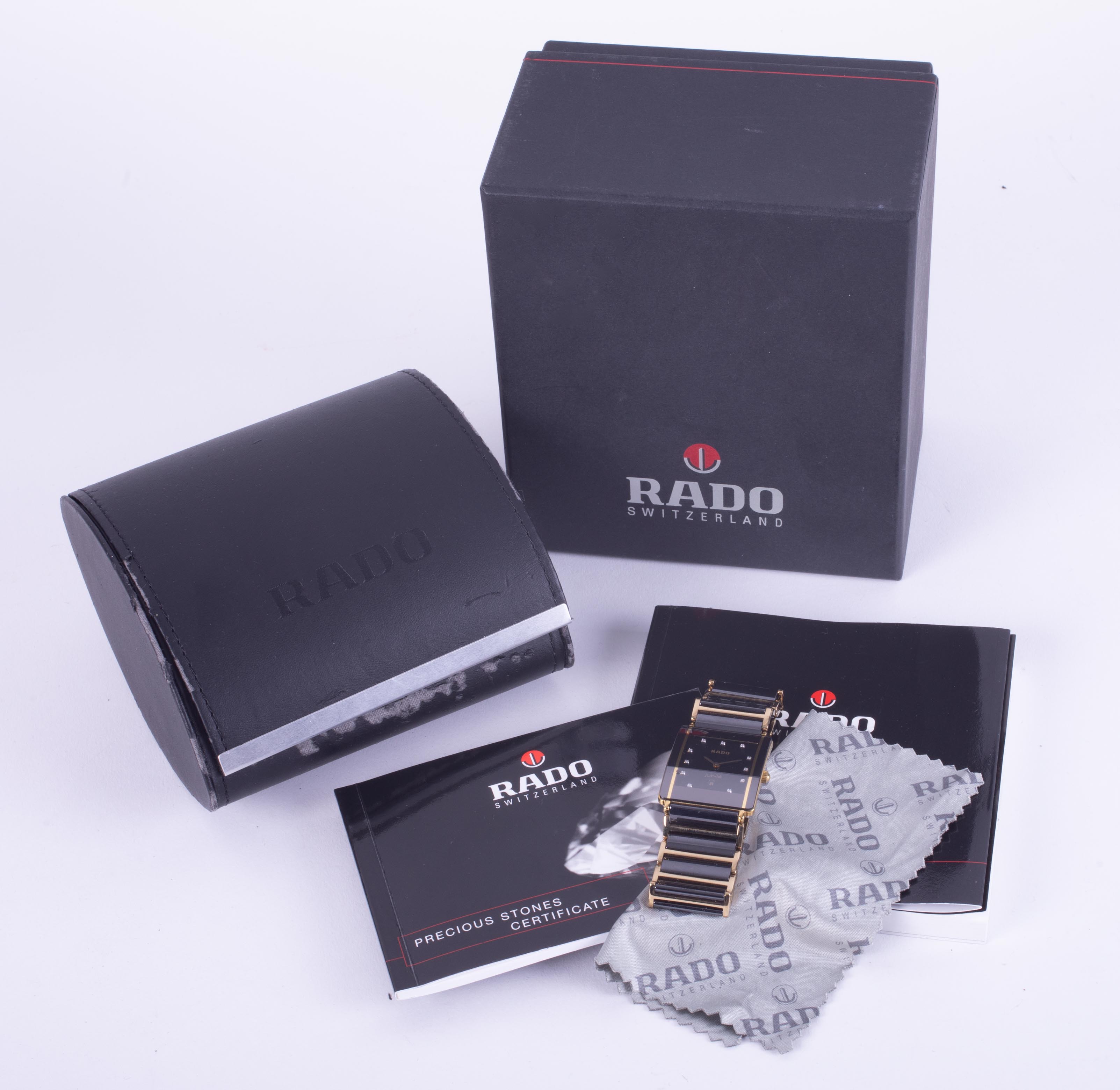 Rado, a ceramic & gold tone Rado Diastar Jubilee wristwatch with date and diamond set dial, - Image 2 of 2