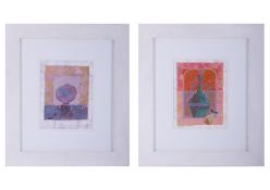 Terry McKivragan (1929 - 2012) two art works, 'Jug and Pear' and 'The Vase' watercolours, signed,