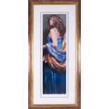 Robert Lenkiewicz (1941-2002) 'Karen In Blue' limited edition print 132/475, 71cm x 20cm, framed and