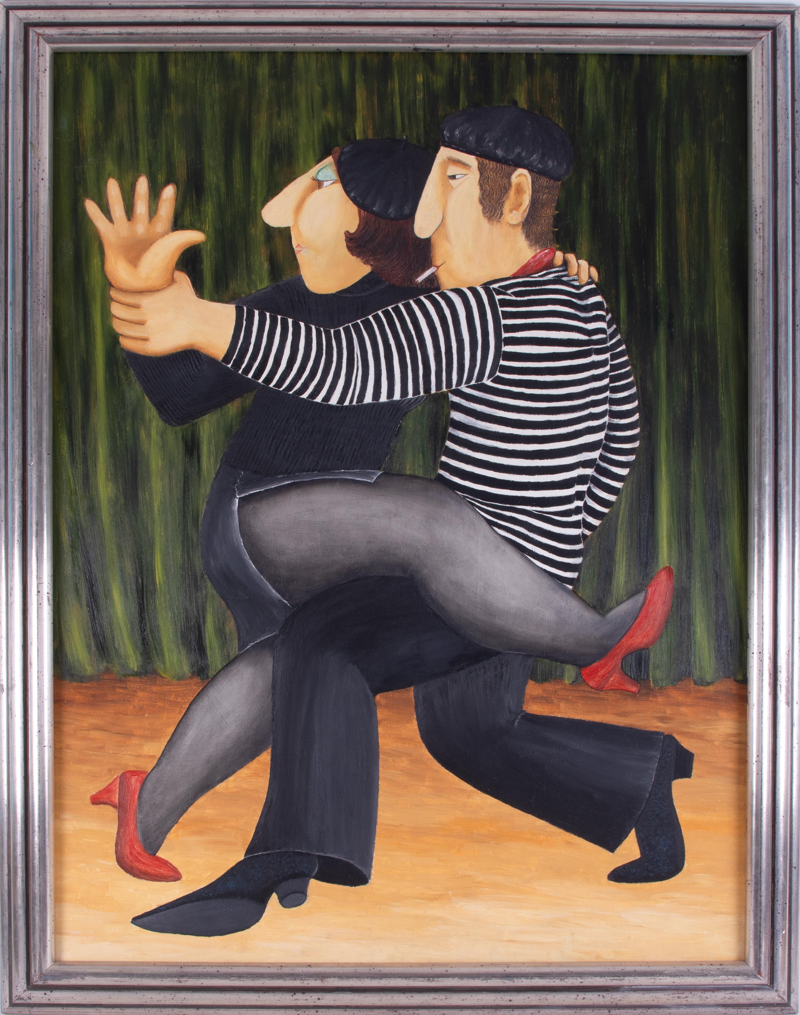 Beryl Cook (1926-2008) a rare double sided painting, 'French Tango' and 'The Expedition' oil on - Image 3 of 13