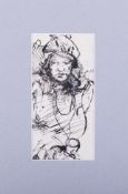 Robert Lenkiewicz (1941-2002), early ink sketch, with Robert Lenkiewicz Studio seal, 25cm x 12cm.