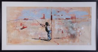 Dan Parry - Jones (Bristol based Contemporary artist) 'Girl Fishing' signed watercolour