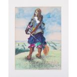 Robert Lenkiewicz (1941-2002), early pen and ink/watercolour, 'Swordsman in Period Costume', signed,