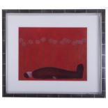 Mackenzie Thorpe (b.1956 Yorkshire) original pastel painting, title 'Man Sleeping', signed with