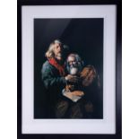 Robert Lenkiewicz (1941-2002) lithograph, 'Self Portrait with Self Portrait at 90', signed edition