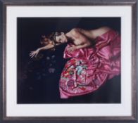 Douglas Hoffman, 'Lady With Pink Kimono' signed limited edition print 165/295, 63cm x 76cm, framed