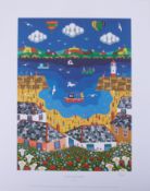 Brian Pollard, signed poster 'Cornish Harbour' with a blind art seal from an edition of 450,