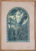 Print, signed 'Stanhope A. Forbes', depicting the 'Destruction of the Second Royal