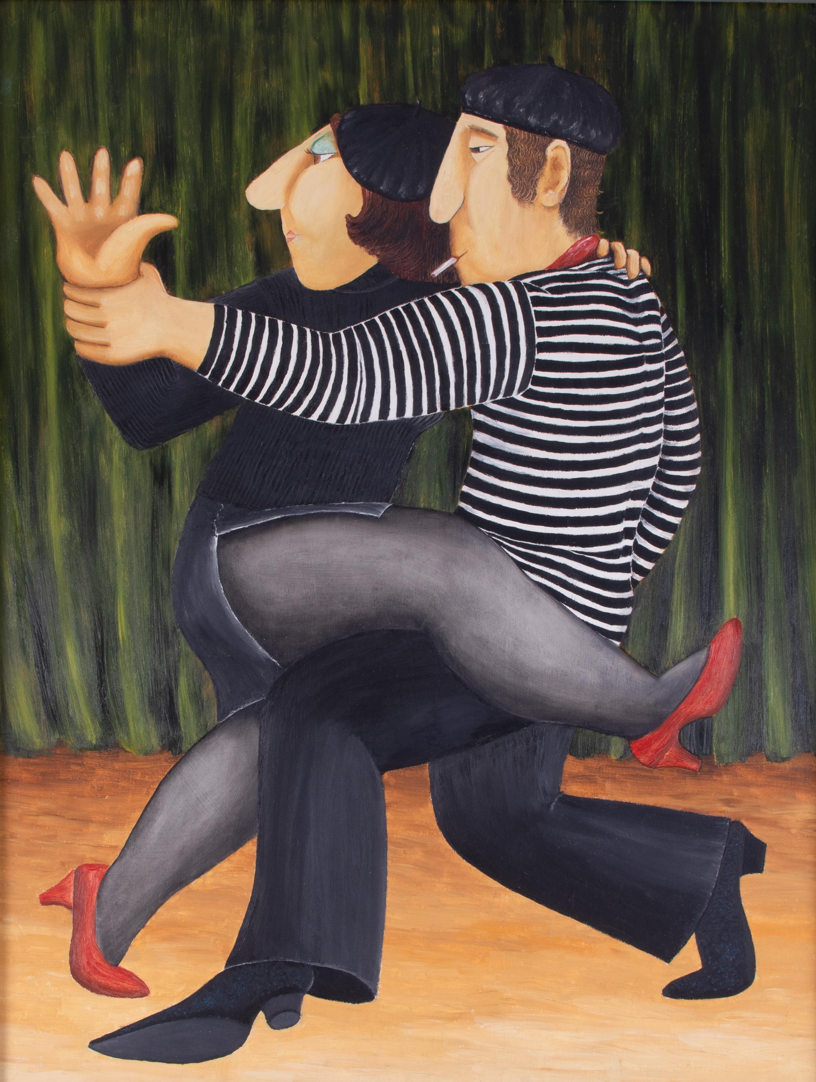 Beryl Cook (1926-2008) a rare double sided painting, 'French Tango' and 'The Expedition' oil on - Image 5 of 13