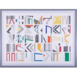 Mike Hanny (Plymouth artist) 'The Barcode' pencil and enamel paint on paper, 54cm x 75cm, framed and