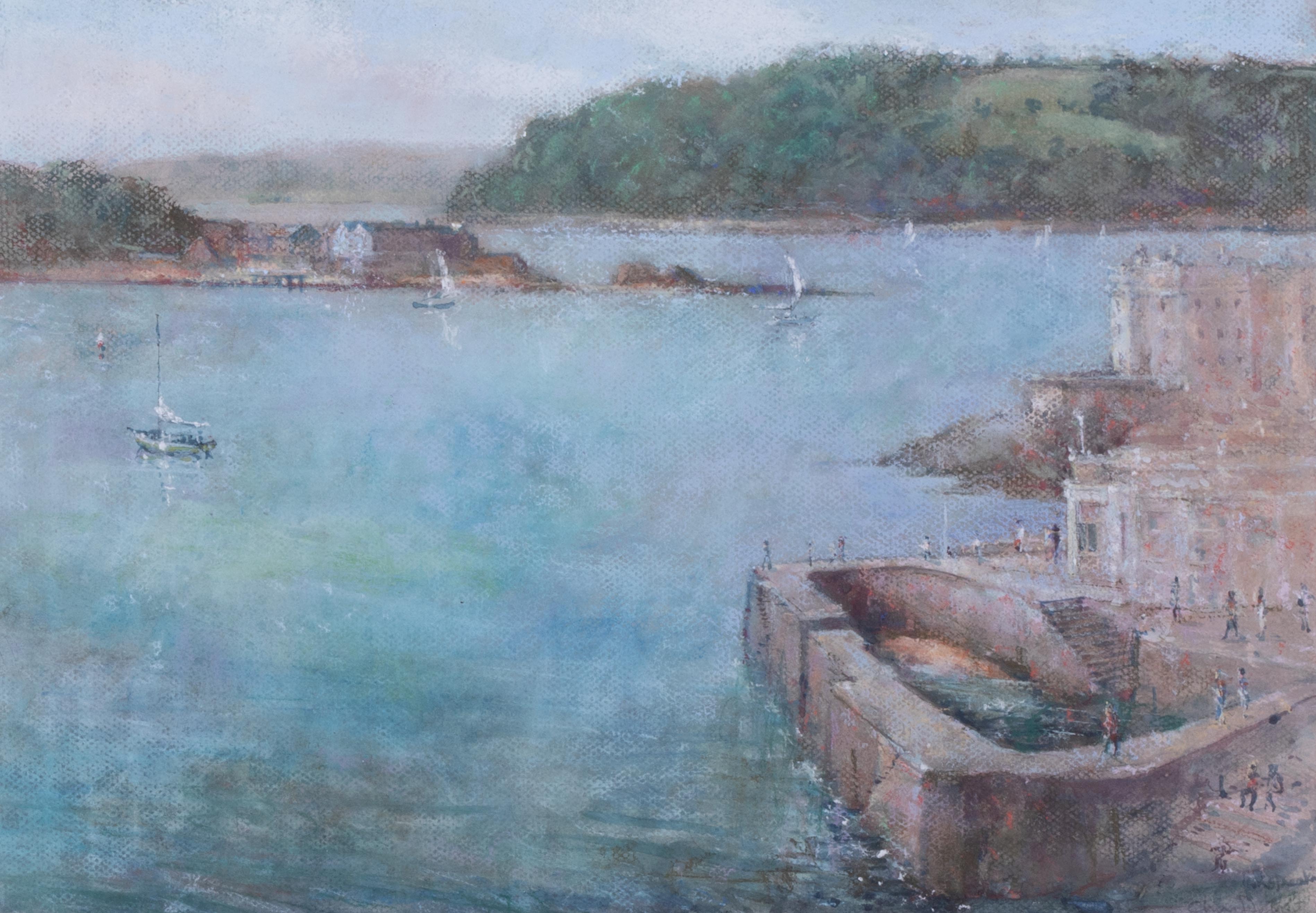 Chris Deakin, mixed media, 'View to Mount Edgecumbe from Plymouth Hoe', signed, 34cm x 48cm, - Image 2 of 2