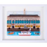 Lou from Lou C fused glass, original glass work, titled 'Brewhouse' Royal William Yard, signed, 22cm
