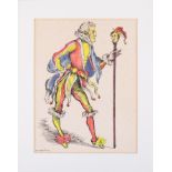 Robert Lenkiewicz (1941-2002), early pen and ink/watercolour, 'Harlequin', signed, 27cm x 21cm,