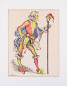 Robert Lenkiewicz (1941-2002), early pen and ink/watercolour, 'Harlequin', signed, 27cm x 21cm,