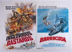 Cinema Poster for the film 'The Inglorious Bastards & Barracuda' (water marks and damage to the