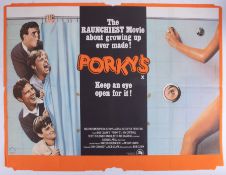 Cinema Poster for the film 'Porky’s' year 1981 (tape marks and damage to bottom edge). Provenance: