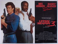 Cinema Poster for the film 'Lethal Weapon 3' year 1992 featuring Mel Gibson (tear on the bottom).