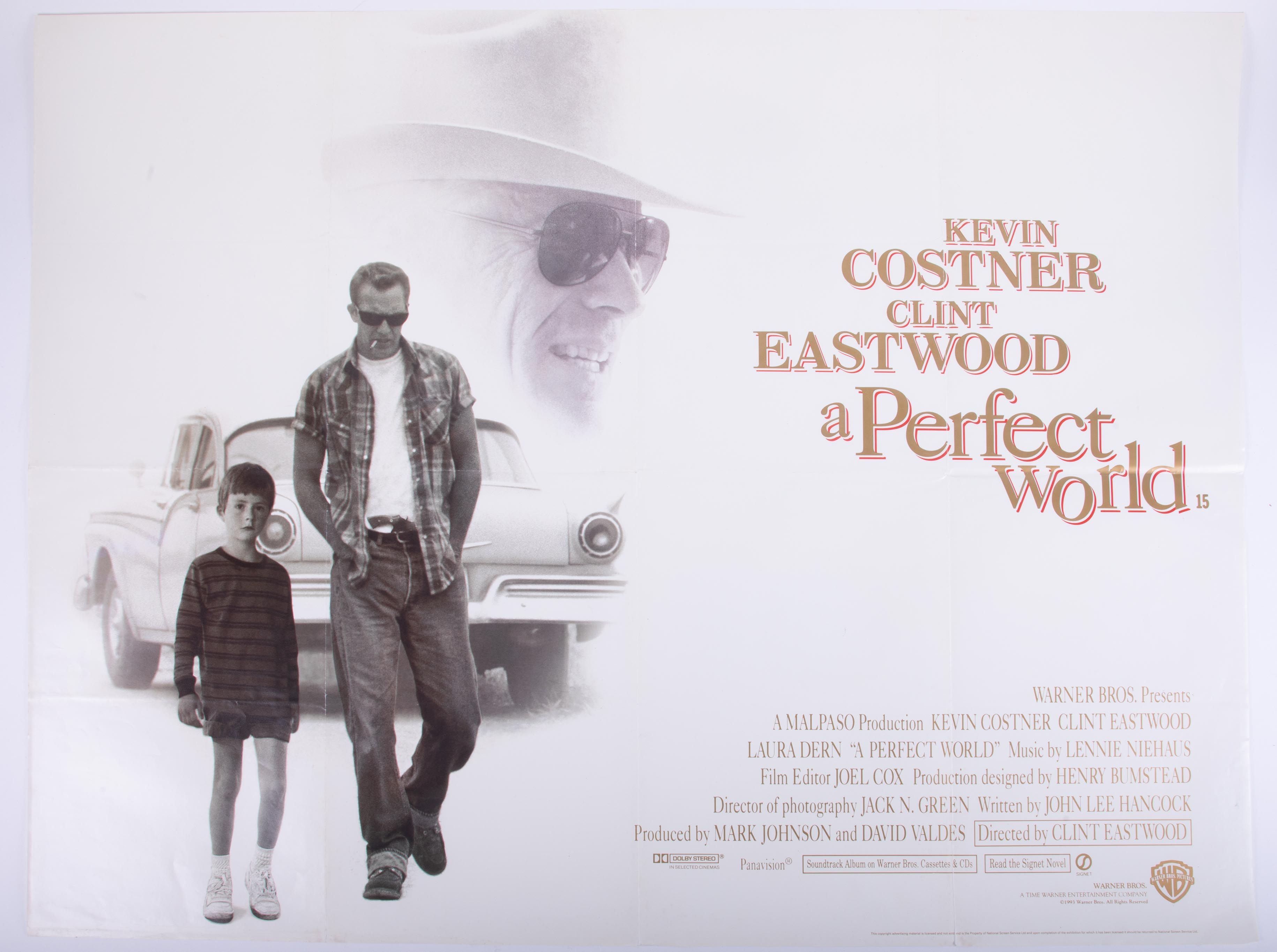Cinema Poster for the film 'A Perfect World' year 1993 featuring Kevin Costner/Clint Eastwood.