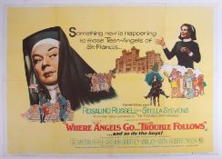 Cinema Poster for the film 'Where angels go trouble follows' year 1968 featuring Rosalind Russell.