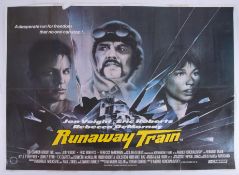 Cinema Poster for the film 'Runaway Train' featuring Jon Voight (tears in several folds).