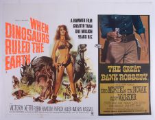 Cinema Poster for the film 'When Dinosaurs ruled the earth & The Great Bank Robbery'. Provenance: