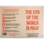 Cinema Poster for the film 'The End of the World is Nigh'. Provenance: The John Welch Collection,