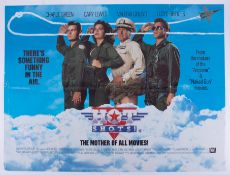 Cinema Poster for the film 'Hot Shots' year 1991 featuring Charlie Sheen (water marks and tears on