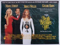 Cinema Poster for the film 'Death Becomes Her' year 1992 featuring Meryl Streep, Bruce Willis &