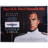 Cinema Poster for the film 'Under Siege' year 1992 featuring Steven Seagal (tears on folds).