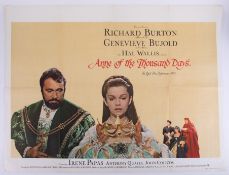 Cinema Poster for the film 'Anne of a Thousand Days' year 1969 featuring Richard Burton. Provenance: