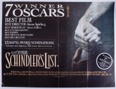 Cinema Poster for the film 'Schindler’s List' year 1993 featuring Liam Neeson. Provenance: The